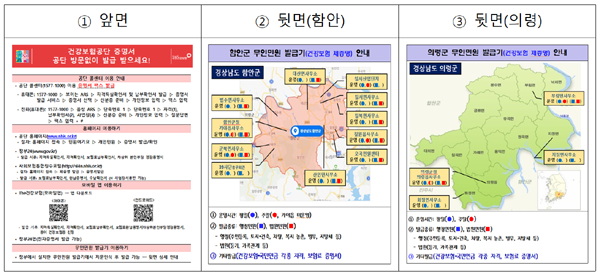 “무인민원 발급기(건강보험 제증명) 안내 카드 ※ 함안군, 의령군 개별 제작