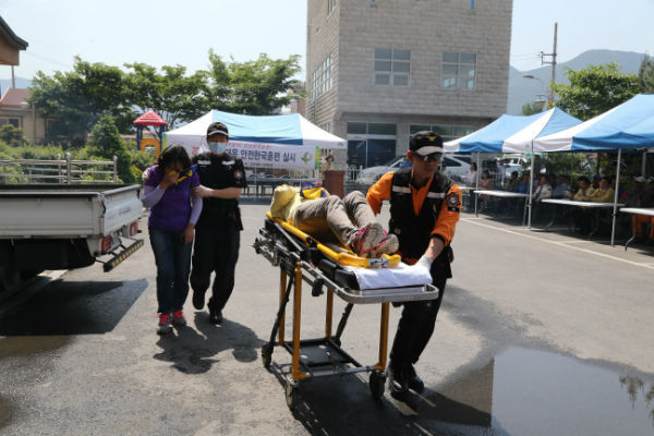 산청군의 안전한국훈련 모습