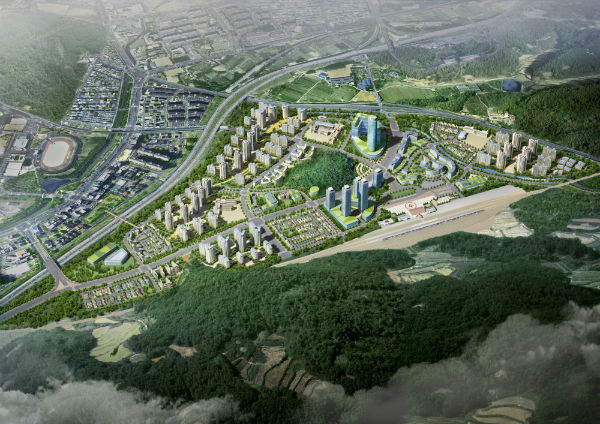 경남도가 '진주시와 업체가 사전공모 및 특혜 의혹이 있다'고 공무원가 업체관계자를 고발한 신진주역세권 도시개발사업 조감도/ 자료출처=진주시홈페이지