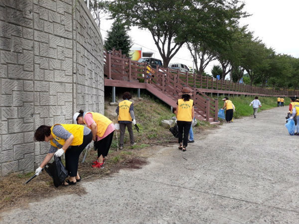 산청군 자원봉사협의회는 17일 원지강변 둔치에서 우리동네 그린존 만들기 행사를 가졌다