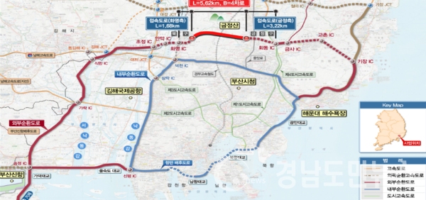 부산시 화명대교~금정구 장전동을 연결하는 산성터널 및 접속도로. (사진/부산시)