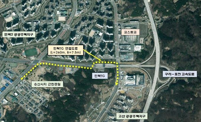 민락 요금소(톨게이트) 우회도로 개설사업 위치도