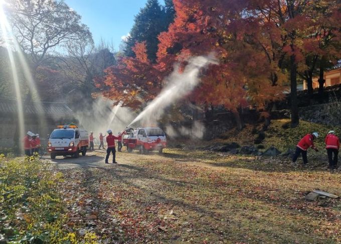 사천시, 사천소방서와 다솔사 일원 합동 산불진화훈련 실시