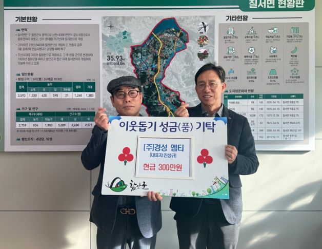 ㈜경성엠티 진성규 대표, 함안 칠서면, 칠북면에 성금 기탁