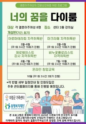 의령군가족센터, 결혼이민자 자격취득프로그램 ‘너의 꿈을 多이룸’ 진행