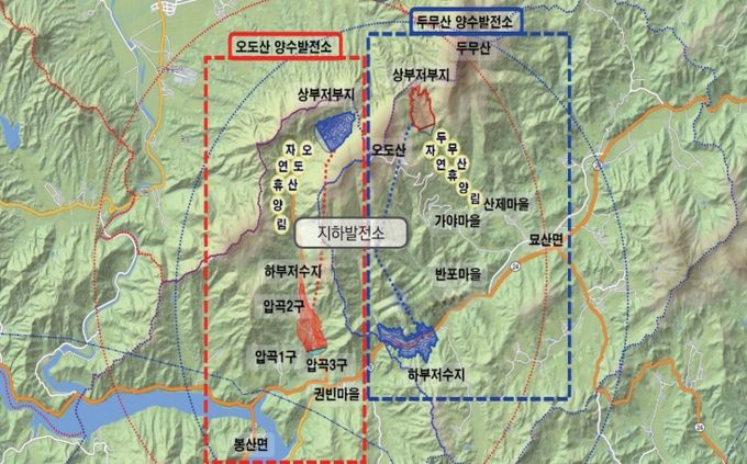 오도산, 두무산 위치도
