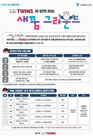 서울시교육청, 엘지트윈스와 손잡고 교육취약학생의 꿈에 날개를 달다