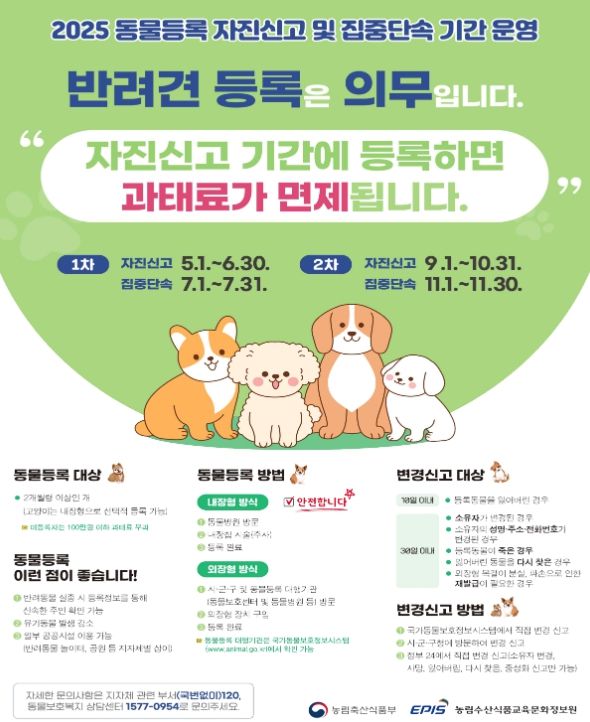 ‘동물등록 자진신고 기간’ 운영