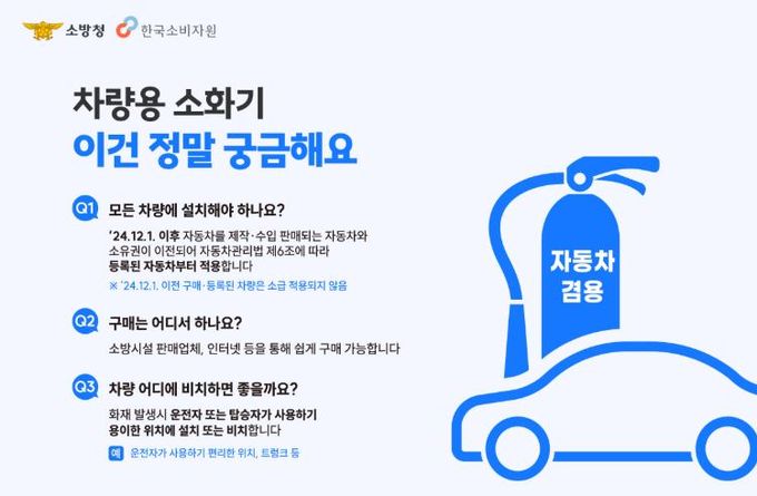 천안서북소방서, 차량용 소화기 비치 확대 집중 홍보