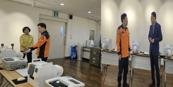 '투표소 안전 이상 無' 서산소방서장 투개표소 점검