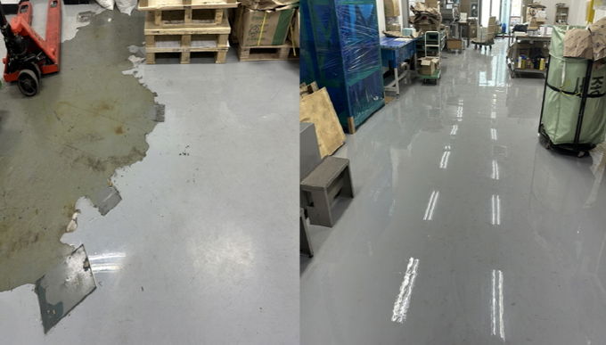 바닥공사 근로환경 개선사업 전후