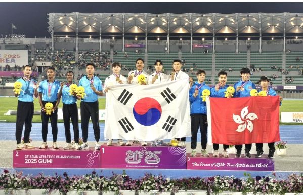 예천군청 나마디 조엘 진, 4*100mR 한국신기록 수립