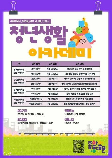 청년 실생활 맞춤 교육 ‘청년생활 아카데미’ 운영