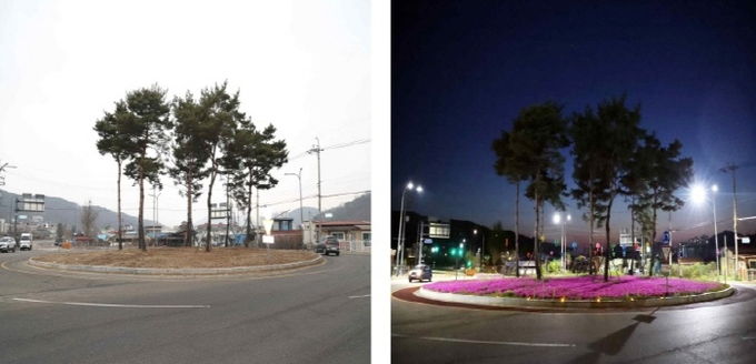 연풍2리 회전교차로 표지병, 조명개선, 미끄럼 도막