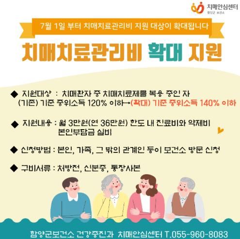 함양군, 7월부터 치매 치료관리비 지원 대상 확대