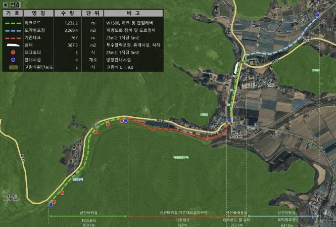 괴산군, 청천면 ‘선유동 신선길 조성사업’ 25년 지역균형발전 기반조성사업 계획도