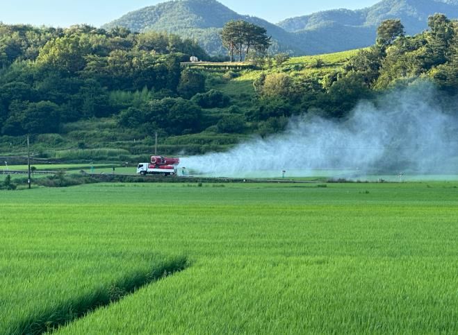 남해군, 벼 친환경재배단지 병해충 공동방제에 총력