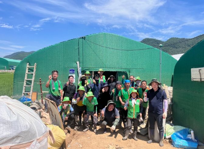 남해군 자율방재단, 합천군 수해복구 현장 자원봉사