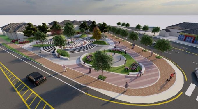 경주 인왕동 785-7번지 일원에 들어설 ‘인왕동 문화공원’ 조감도. 화단과 수목, 조명 설비, 선덕여왕 동상 등이 설치된다.