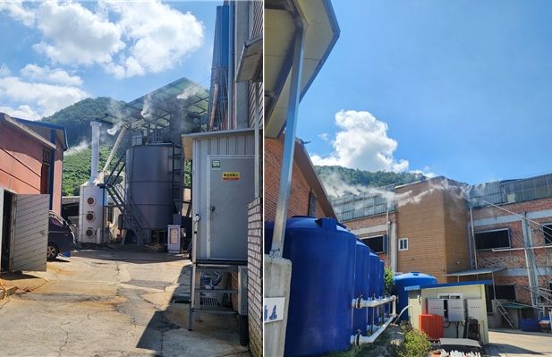 퇴비고속발효기와 탈취탑 ▲ 안개분무시설