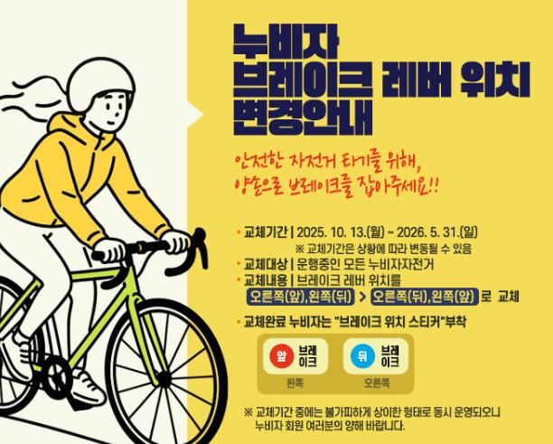 창원특례시 누비자, 브레이크 레버 위치가 달라진다