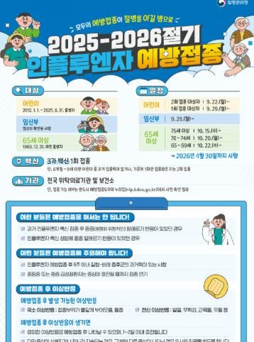 2025~2026절기 청도군 인플루엔자(독감) 무료 예방접종 실시