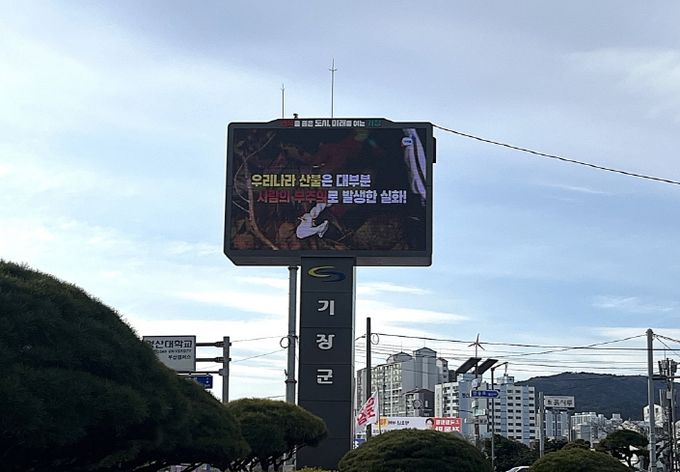 기장군 기장읍 교리삼거리에 설치된 대형 재해문자전광판