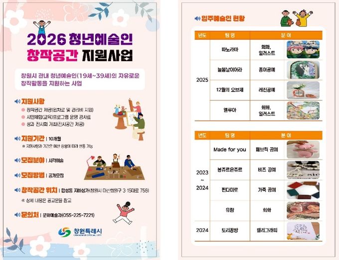 창원특례시, 청년예술인 창작공간 입주예술인 모집