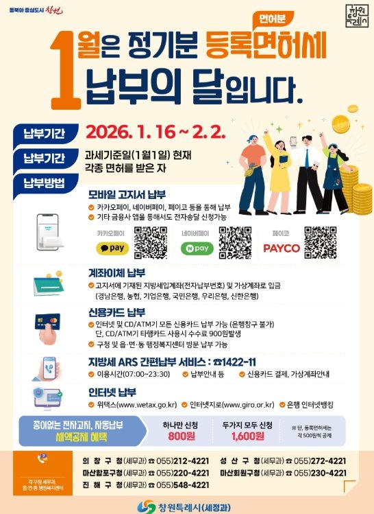 “1월은 정기분 등록면허세 납부의 달”