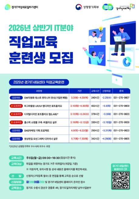 2026년 상반기 IT 직업교육 훈련생 모집 포스터