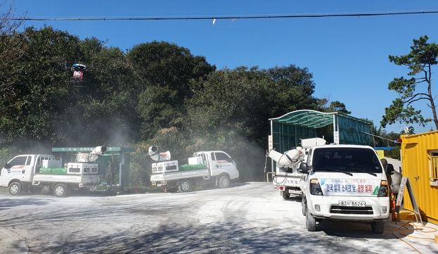 나주시가 아프리카돼지열병 추가 확산 방지를 위해 집중 소독을 실시하고 있다.