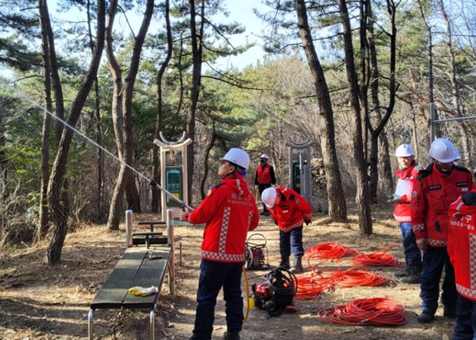 해운대구, ‘산불방지 기계화시스템’ 지상 진화훈련 실시