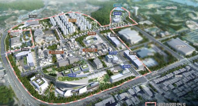 순천시가 우주항공산업진흥원의 입지 후보지로 제시한 연향들 도시개발사업 조감도