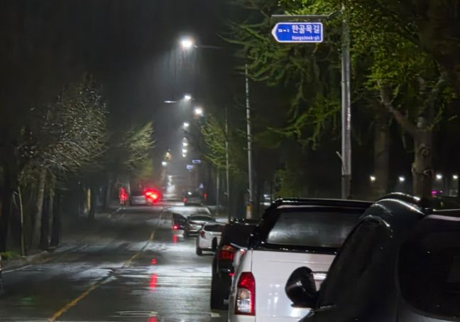 격등제가 시행될 영산남산호국공원 앞 가로등